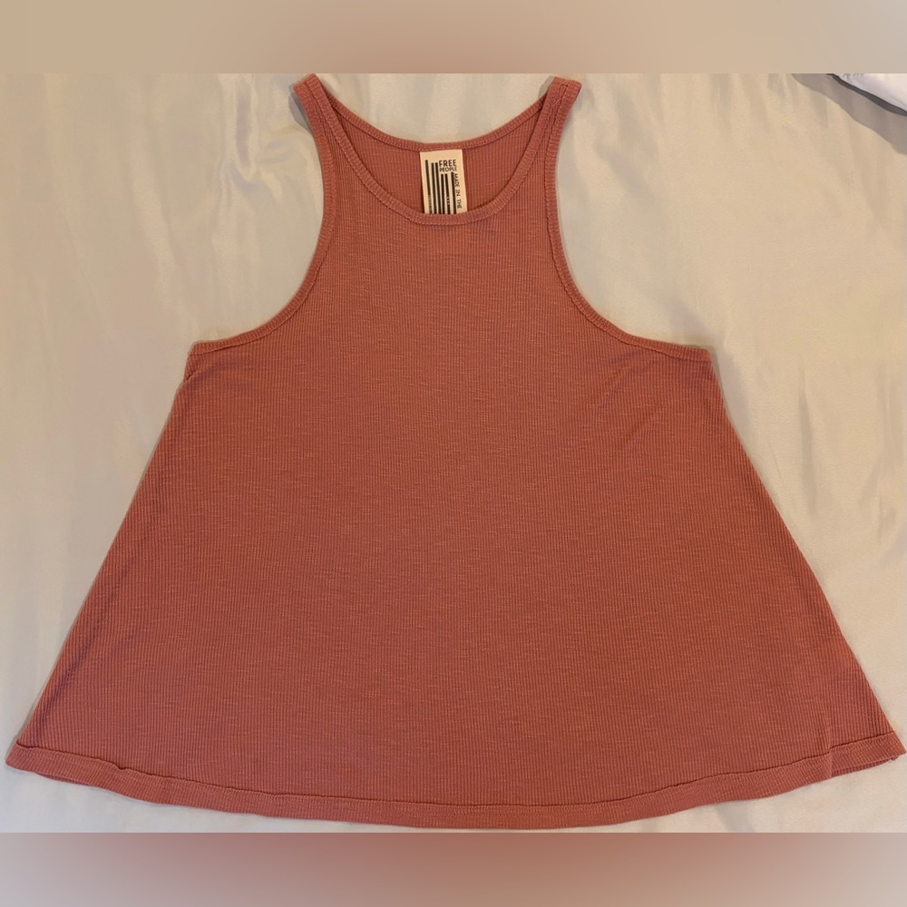 Free People Sleeveless Ribbed Tank in Dusty Rose Peach